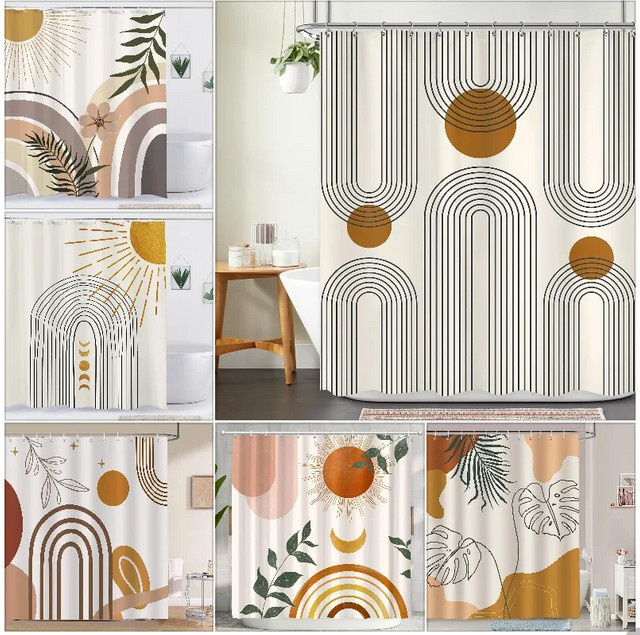 VIKAMA Duschvorhang im minimalistischen Stil, wasserdicht und blickdicht, Multicolour, Höhe: 180 cm, Breite: 90 cm - Bild 1