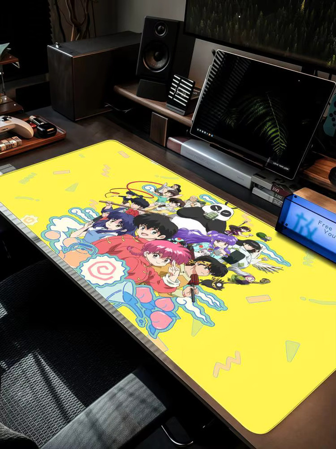 Anime R-Ranma Mauspad XXL Rutschfeste Gamer Schreibtischunterlage in Schwarz, B/T: 90 x 40 cm - Bild 3