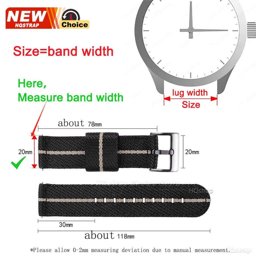 HQstrap Uhrenarmband Nylon, Schwarz, Unisex - Bild 2