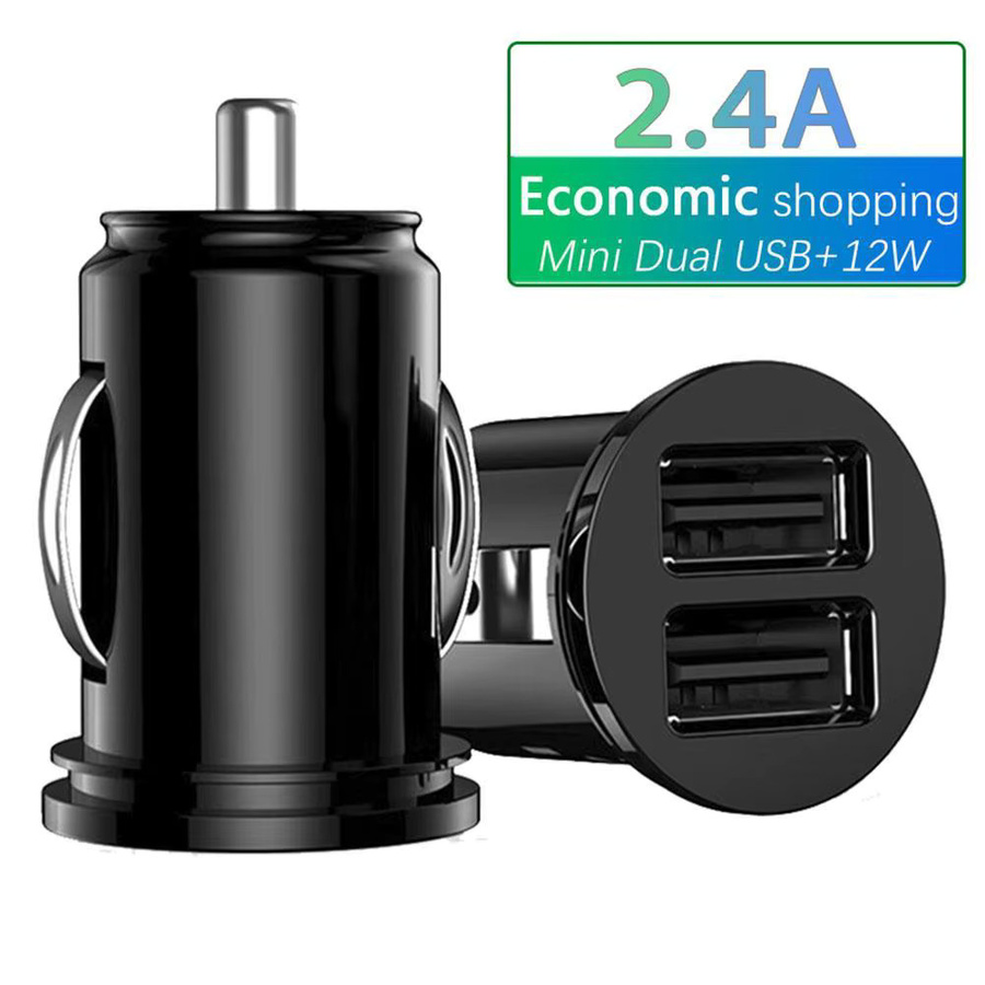 Dual USB Auto Ladegerät mit 2 Ports, 2,4 A, 5 V, Schwarz - Bild 2