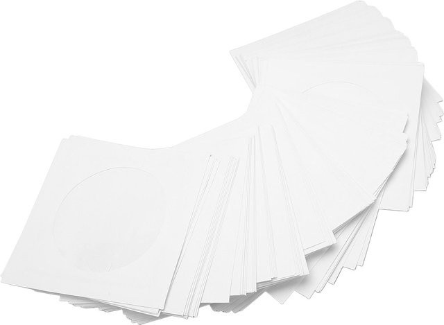 TOMTOP JMS 100er-Pack CD-DVD-Hüllen aus Papier mit Klappe und klarem Fenster in Weiß und Transparent - Bild 1
