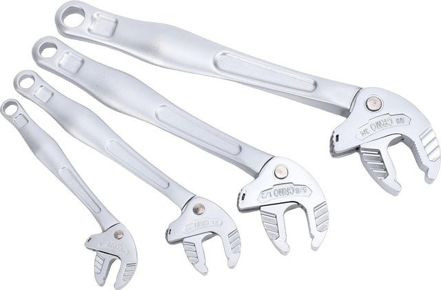 4er Set selbstjustierende Ratsche-Schraubenschlüssel in Silber und Weiß, verstellbare Schraubenschlüssel für Rohre, Größen 7, 10, 13, 16 und 19 mm - Bild 1