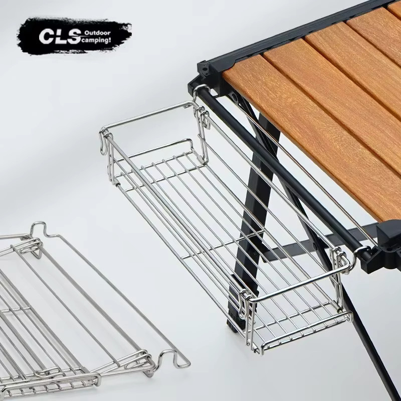 CLS Outdoor Seitenstauraum-Gestell aus Edelstahl in Silber als klappbare Tisch-Erweiterungshalterung für Camping und BBQ - Bild 7