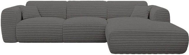 Maison Céphy Ecksofa Pogni in Anthrazitgrau aus Breitcord-Samt, Breite: 280 cm - Bild 1