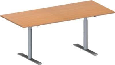 Schäfer Shop Genius Konferenztisch MODENA FLEX, rechteckig, Buche/weißaluminium, B/T/H: 180 x 80 x 65-85 cm - Bild 1