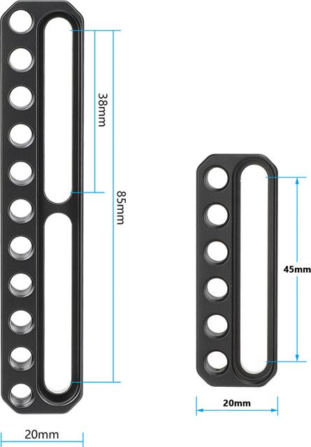 CAMVATE Universelle Käseplatte in Schwarz mit versenkten Schlitzen und 1/4"-20 Befestigungspunkten für DSLR-Kamerakäfig DIY-Konfigurationen - Bild 1
