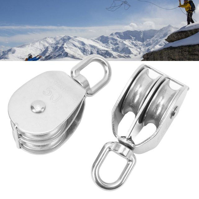 Aramox 2er-Set M50 Doppel Flaschenzug aus Edelstahl für schwere Lasten bis 400 kg - Bild 1