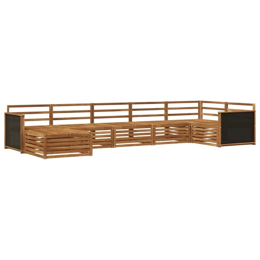 vidaXL Outdoor-Sofagarnitur aus Akazie in Natur, 7-teiliges U-Shape Set mit Latten-Design und Fußhocker - Bild 2