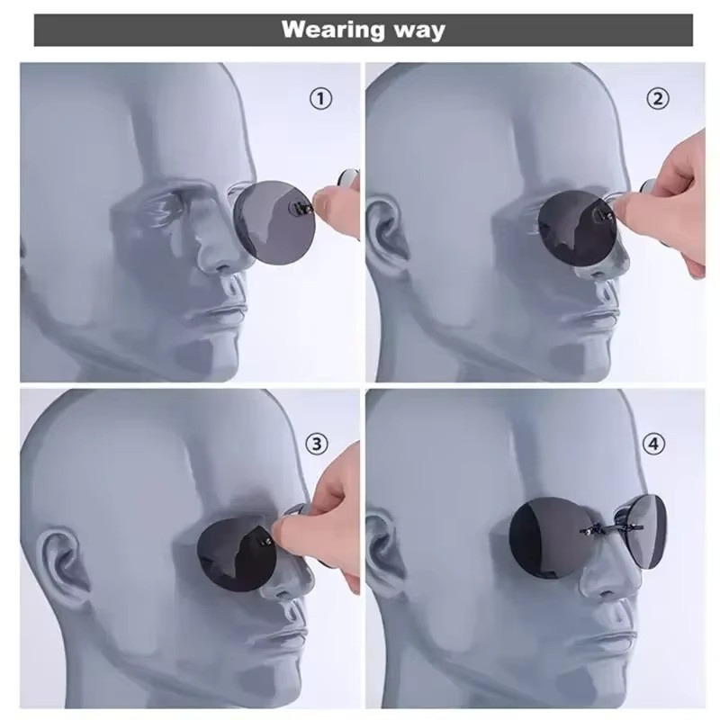 Matrix Morpheus Clip-On-Nasenbrillen, rund, randlos, Herren, grau, Metall - Bild 4