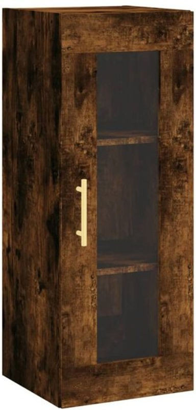 Wandschrank vidaxl in Räuchereiche mit Drehtüren aus Holzwerkstoff und Glas, B/T/H: 34,5 x 34 x 90 cm - Bild 1
