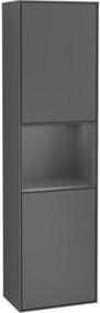 V&B Hochschrank Finion in Anthrazit mit LED-Beleuchtung und Glastüren, B/T/H: 41,8 x 41,8 x 151,6 cm - Bild 1