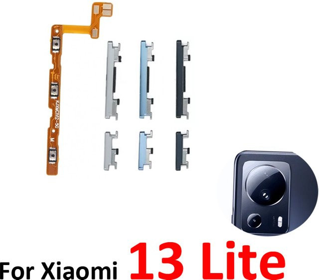 Xiaomi MI 13 Lite Ersatzteil Set: Externe Ein/Aus- und Lautstärketasten mit internem Flexkabel in Schwarz - Bild 1