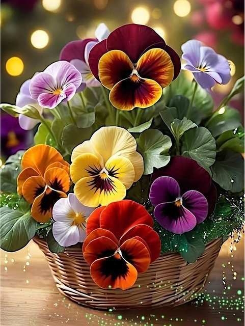 EverShine DIY Diamant-Stickerei Stiefmütterchen Mosaik Blume als Vollbohr-Diamantkunst Malerei Set in Multicolour, Breite: 30,0 cm, Höhe: 30,0 cm - Bild 1