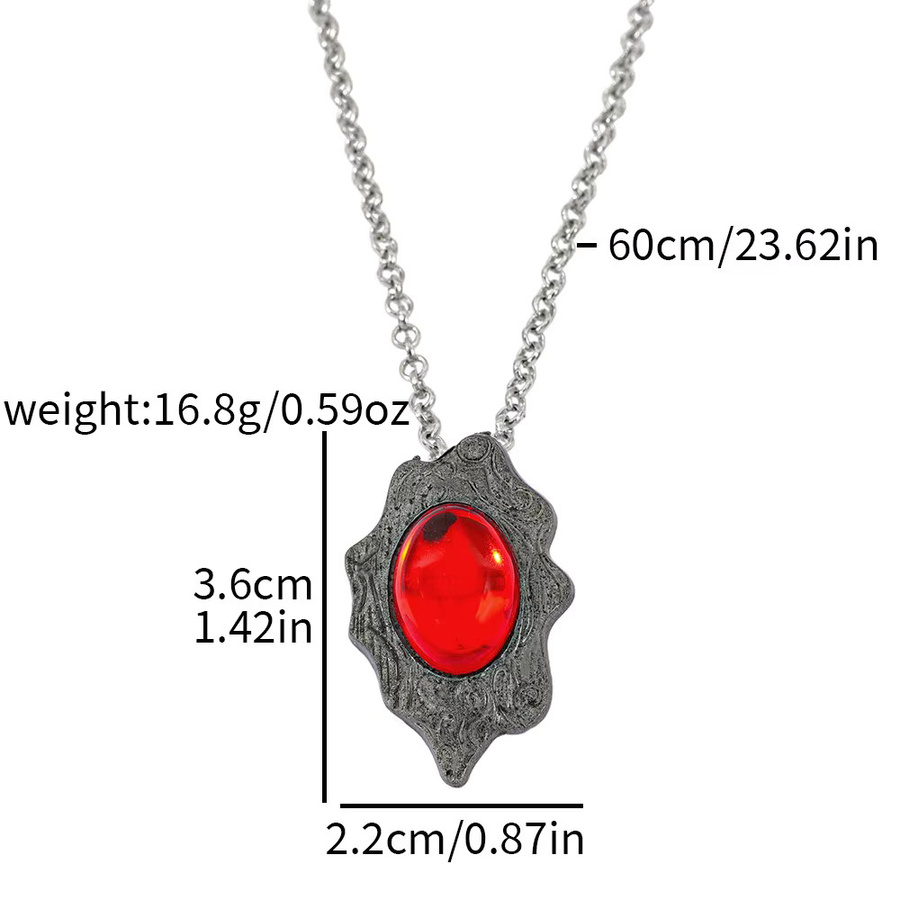 Bandai Halskette Metallanhänger, roter Zirkonia, Silber - Bild 1