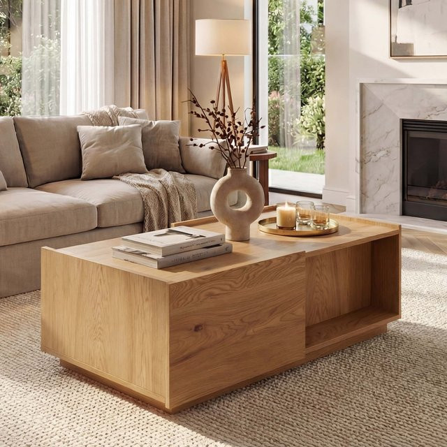 Couchtisch MCW J78 in Eiche-Optik mit Schublade, B/T/H: 110 x 50 x 40 cm - Bild 1