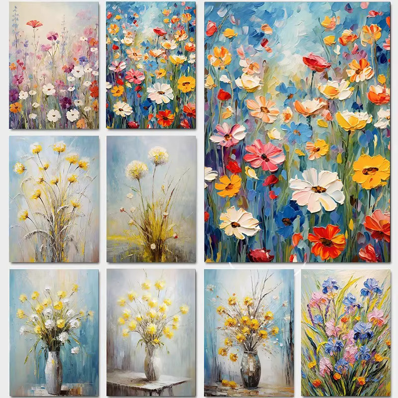 Potdemiel Wandkunstdruck Löwenzahn Blumenmeer Minimalistisches Leinwandgemälde in Mehrfarbig - Bild 2