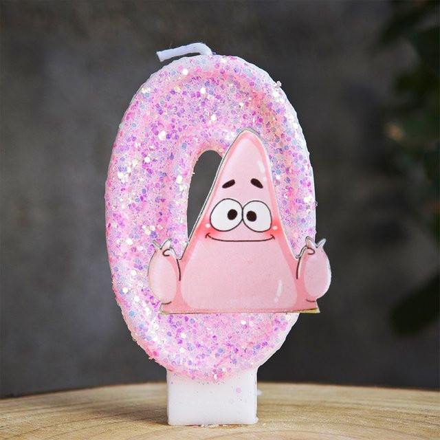 Potdemiel SpongeBob Tortendekoration Pink Geburtstagskerze im Cartoon-Design - Bild 1