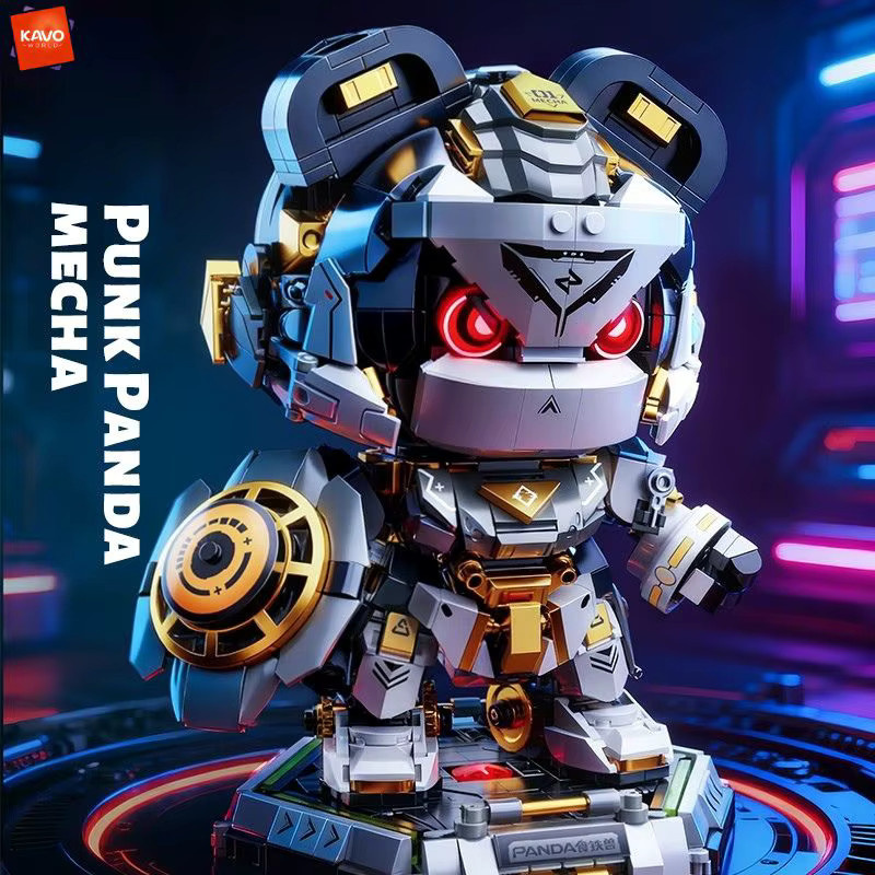KAVOWORLD Panda-Mecha-Modellbausatz, 1623 Teile, mit LED-Beleuchtung - Bild 4