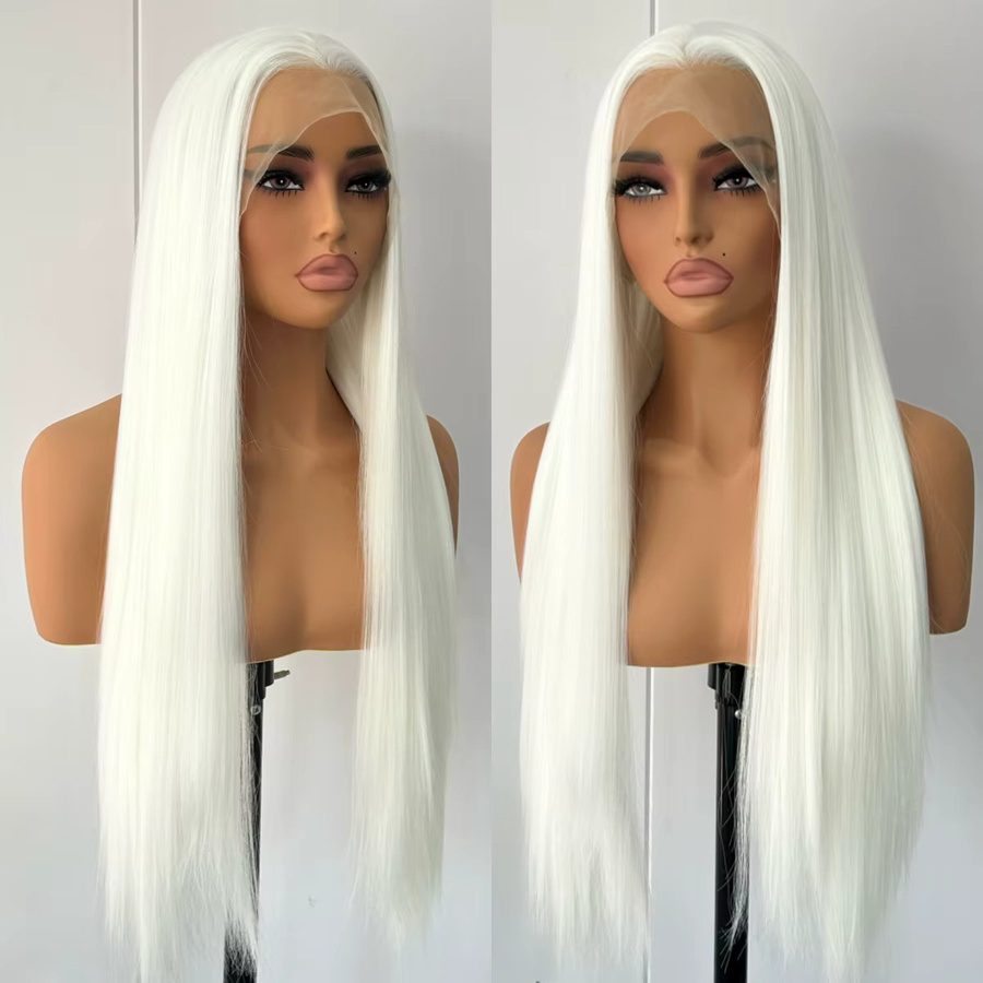 XiuQingCheng Perücke, lange seidige gerade weiße Haare, synthetisch, Damen - Bild 3
