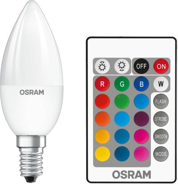 OSRAM LED Kerzenleuchtmittel RGBW mit Fernbedienung E14, 4,2W, 250 lm, 2700 K Warmweiß, Weiß - Bild 1