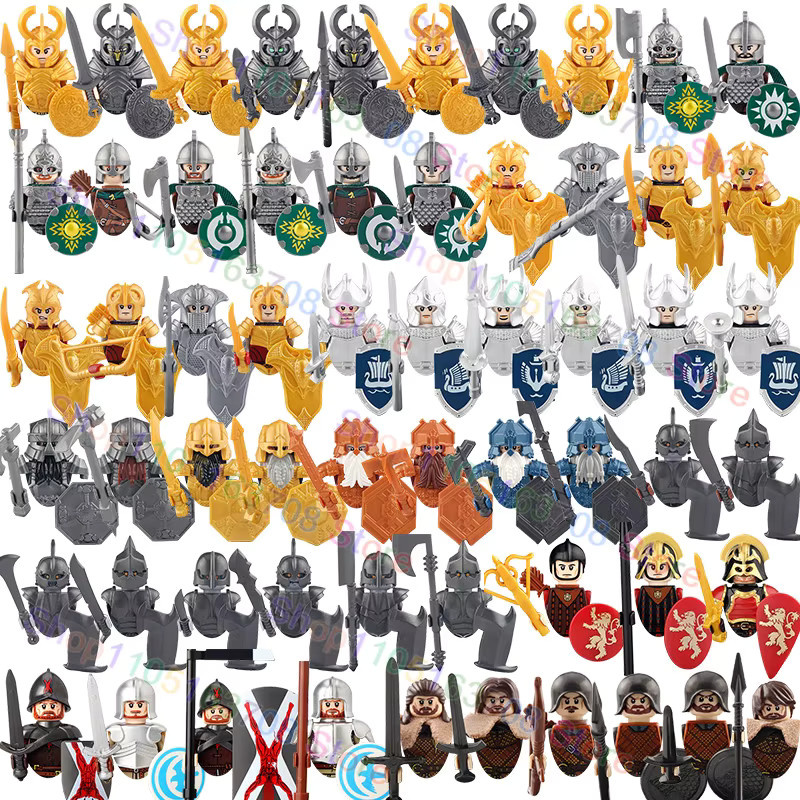 DR.TONG Fantasy Ritter und Zwerg Krieger Figuren Set mit Rüstung und Schild, Mehrfarbig, Bausteine Spielzeug - Bild 2