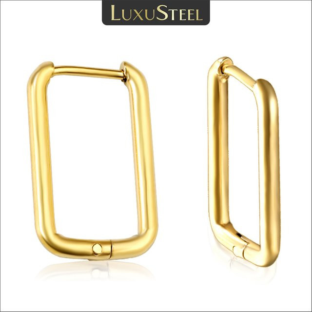 LUXUSTEEL Creolen Edelstahl, vergoldet, Gold, Unisex - Bild 1