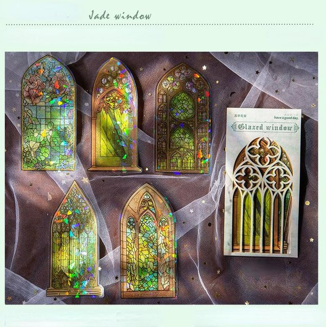 10 Stück NATAWA Retro Glasierte Fenster Dekorative Wasserdichte Aufkleber aus PET in Multicolour für Scrapbooking, DIY Tagebuch und Planer - Bild 1
