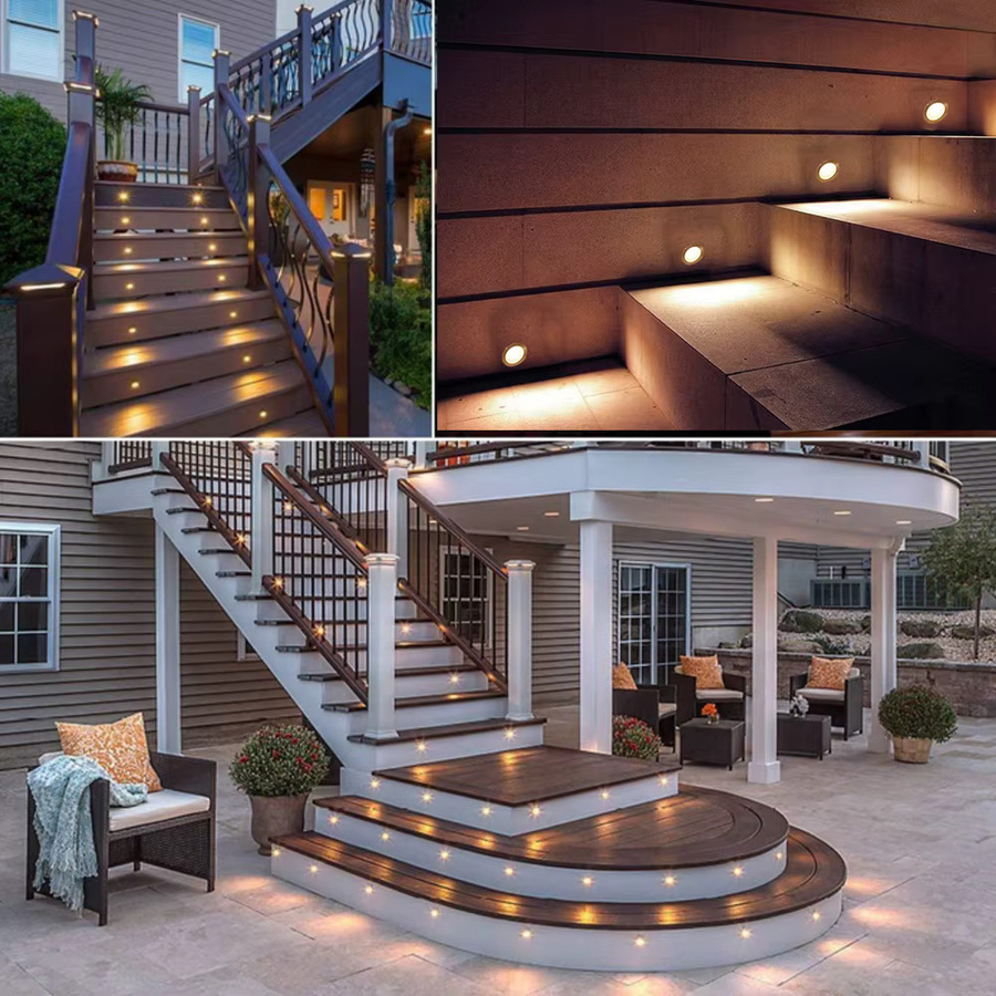 KISUFU LED-Deckleuchte für den Außenbereich, wasserdichte runde Bodenstrahler für Garten und Treppen, warmweiß, DC12V, 10er Set - Bild 2
