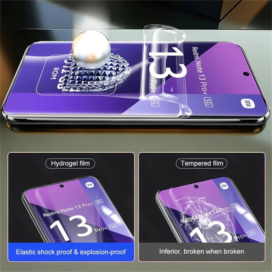 4-in-1 Hydrogel Schutzfilm für Xiaomi Redmi Note 13 12 11 10 Pro Plus 4G 5G mit Kameraobjektiv-Schutz, transparent - Bild 5