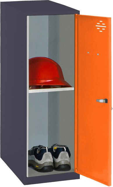 PROREGAL Schließfachschrank AMEGO Spind aus Metall mit Schloss und Fachboden, Farbe: Orange-Anthrazit, H x B x T: 91,5 x 40 x 50 cm - Bild 1