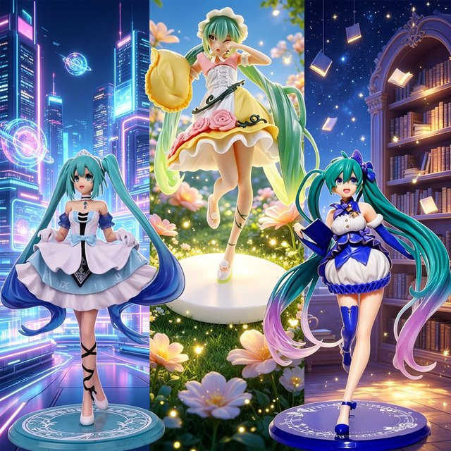 Bandai Hatsune Miku Anime Sammlerset, 3-teiliges Set, Kunststoff - Bild 1