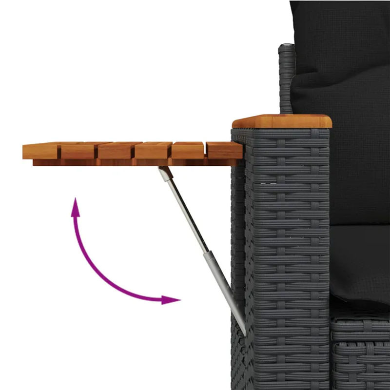 vidaXL 3-tlg Garten-Sofagarnitur aus Polyrattan in Schwarz mit Kissen und Armlehnen - Bild 5