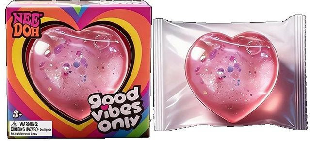 NeeDoh Good Vibes Only Herz Squishy, Glitzer Durchscheinend, Sensorisches Fidget - Bild 1