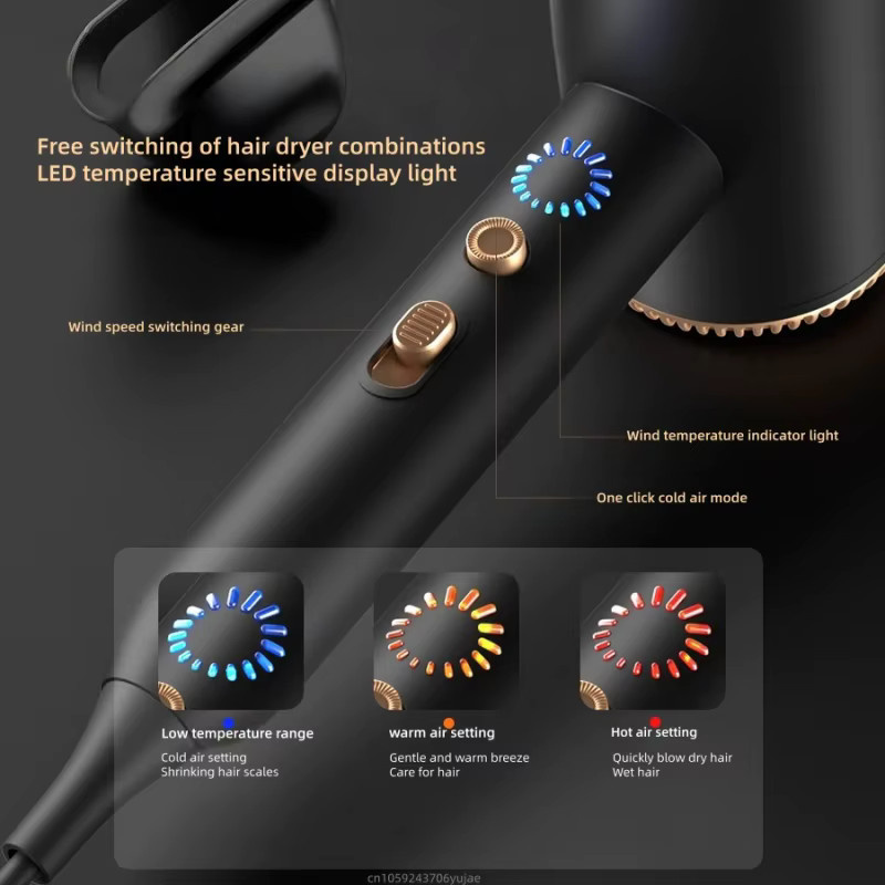 XMSJ Haartrockner mit LED-Licht und Negativ-Ionen-Funktion, Unisex - Bild 5