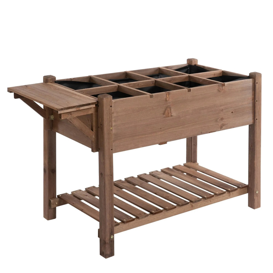 Outsunny Hochbeet aus Massivholz in Braun mit 8 geteilten Gittern, B/T/H: 123 x 54 x 74 cm - Bild 2
