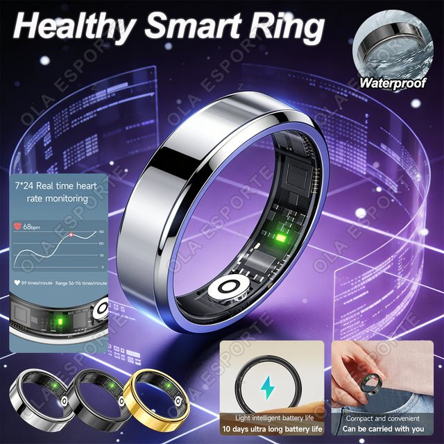 Ola Esporte Smart Ring Gold mit Herzfrequenzmessung, Schlafüberwachung und Sportmodi, IP68 & 5ATM wasserdicht, Unisex - Bild 1
