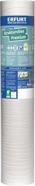 Erfurt Strukturvlies Premium 506 Weiß, rollbare Tapete, B: 0,53 m, L: 10,05 m - Bild 1