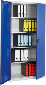 Kappes Systemschrank Serie 400 in Grau mit Vollblechtüren und 4 verstellbaren Fachböden aus Stahlblech, H: 195 cm, B: 100 cm, T: 41 cm - Bild 1