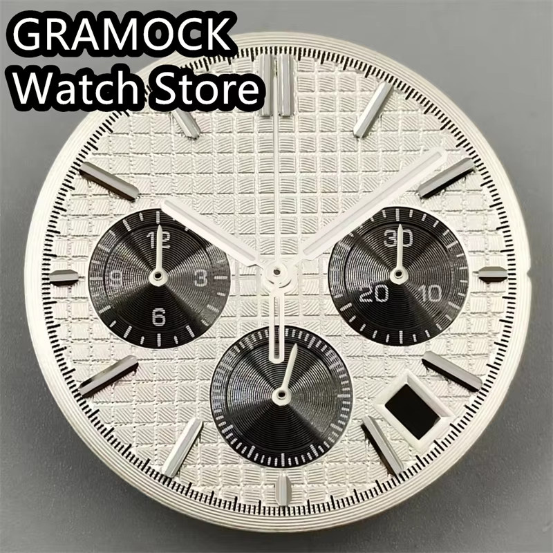 Gramock Zifferblatt Zeiger Set, grün leuchtend, für VK63 Quarz Werk, 31,5 mm - Bild 2