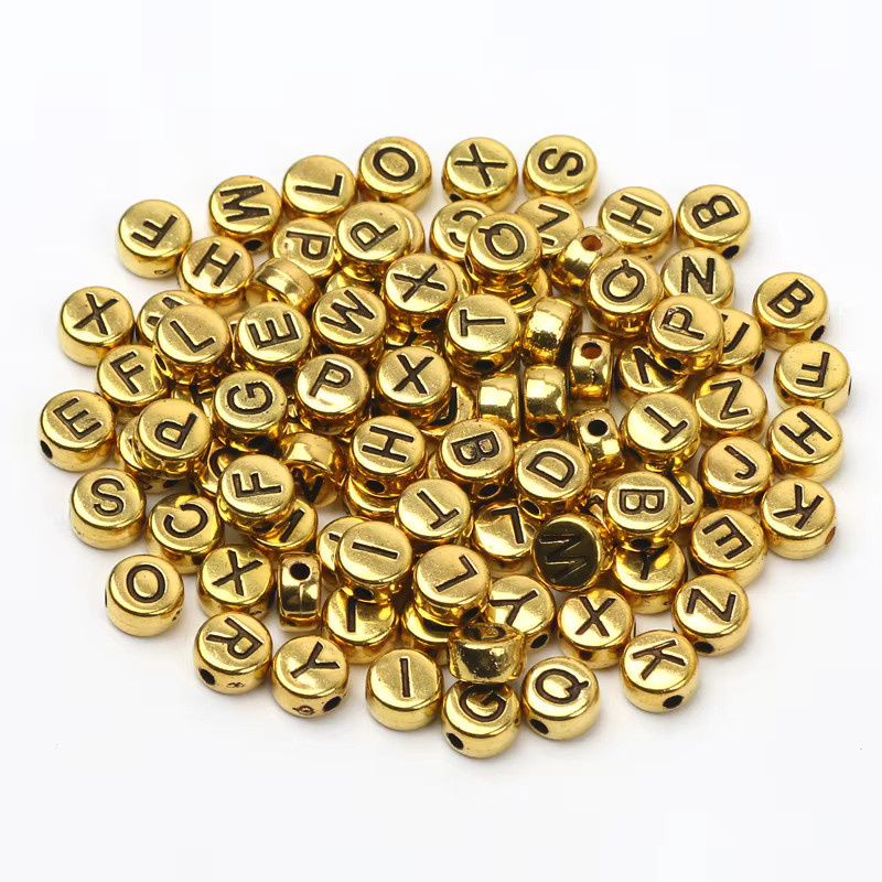 Laudsong Buchstaben-Acrylperlen, goldfarben, Unisex - Bild 4