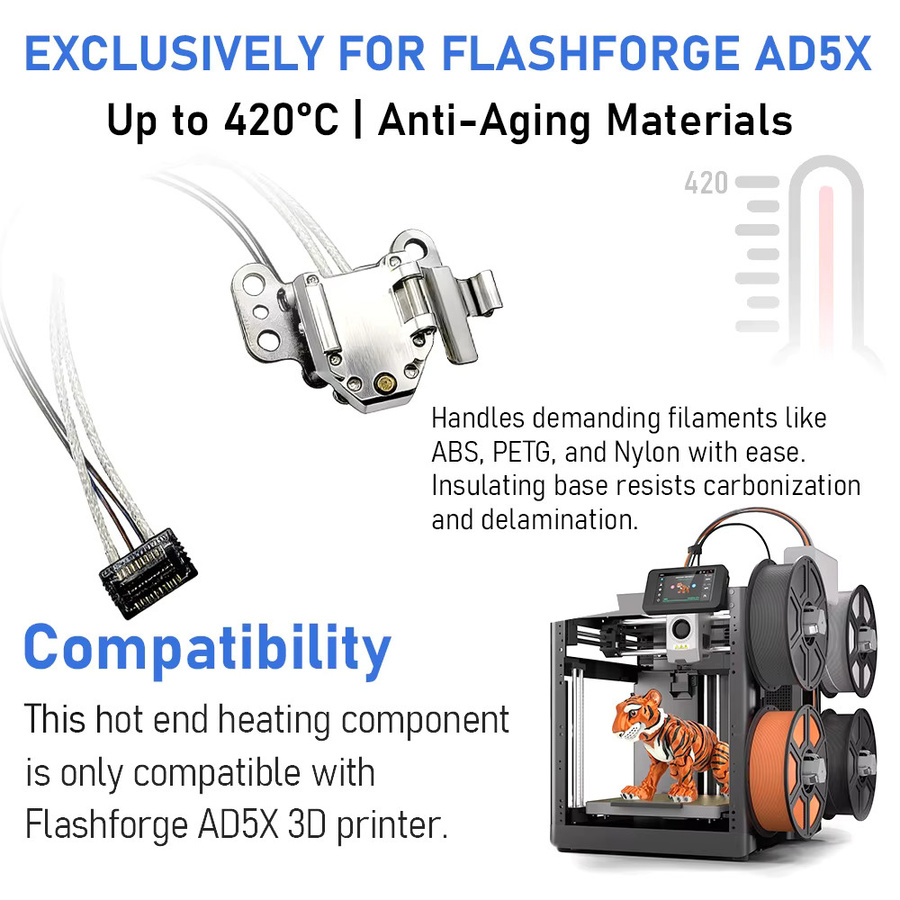 Flashforge AD5X Heizelement mit wärmeisolierendem Clip als Düsen-Heizungs-Bausatz für FDM 3D-Drucker - Bild 3