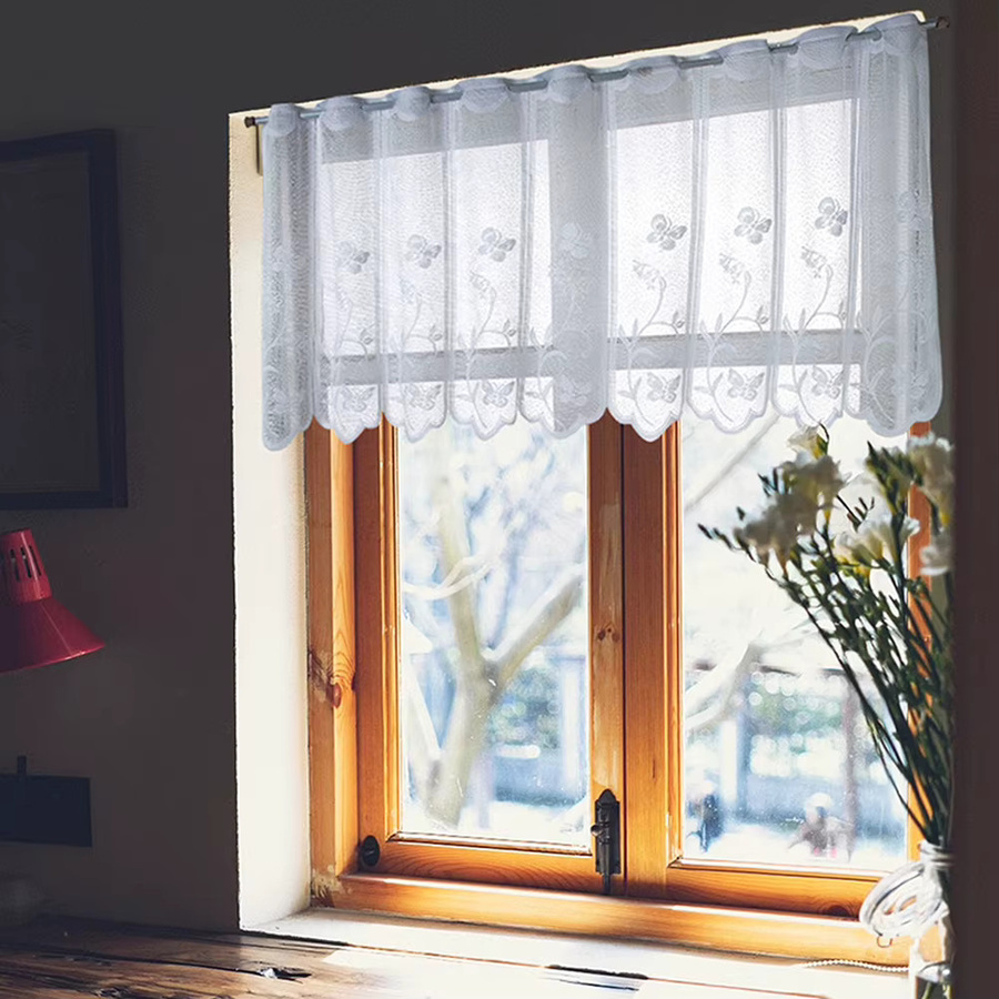 DOORSACCERY Tüllvorhang mit floralem Design in Weiß, transparent, moderner Polyester-Fenstervorhang mit Rod Pocket - Bild 3