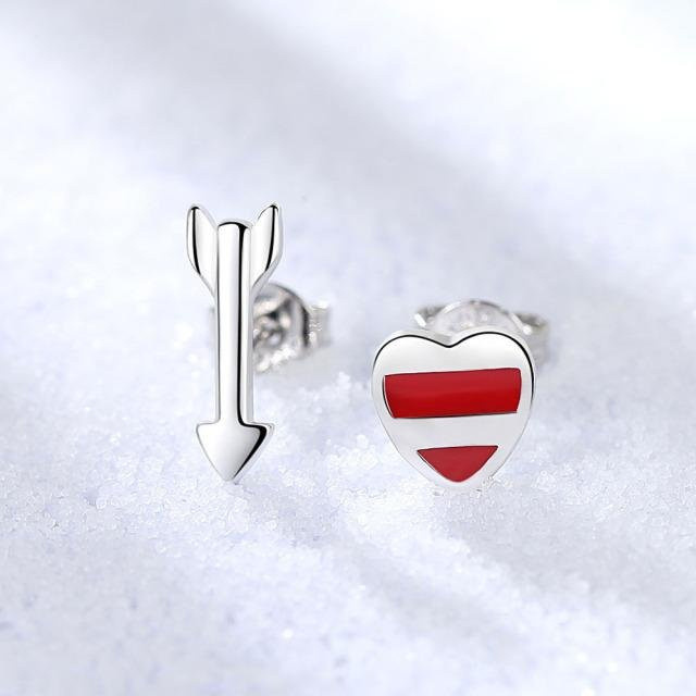 Ohrstecker 925 Sterling Silber, Kristall, Pfeil Herz, Damen, weiß - Bild 1