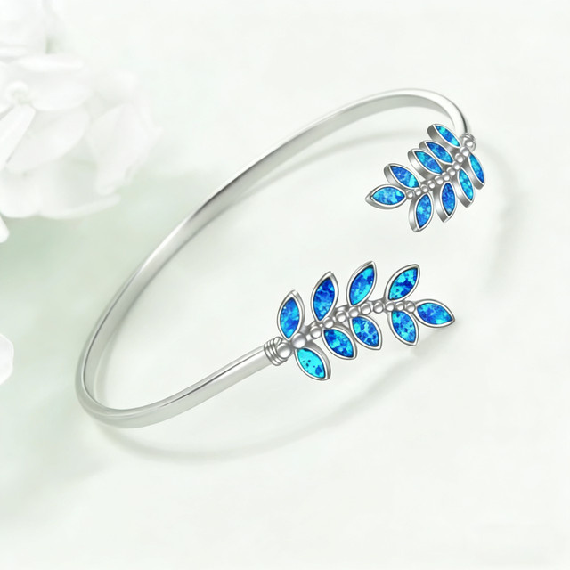 Armreif Silber, blaues Opalzweig-Armband, Damen - Bild 1