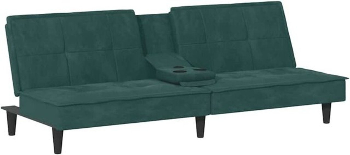 vidaxl Schlafsofa aus Samt mit Getränkehaltern in Grün, Modernes Design, B: 200 cm, H: 89 cm, T: 70 cm - Bild 1