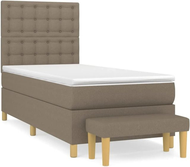 vidaXL Boxspringbett mit Matratze Hybrid-Design in Taupe, B/T: 100 x 200 cm - Bild 1