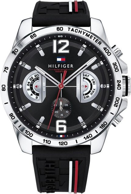 Tommy Hilfiger Chronograph, Silikon, Schwarz, Quarz, 46 mm, Herren - Bild 1