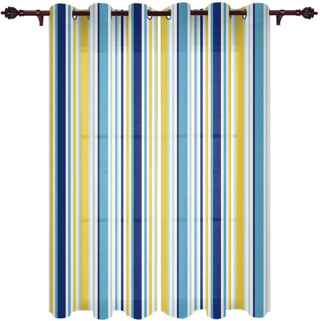 Super Six Moderne Fenster Vorhänge mit Gradienten Streifen, halbtransparent, Mehrfarbig, Breite: 135 cm, Höhe: 60 cm - Bild 1