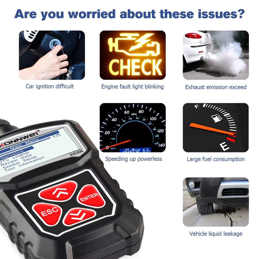 KONNWEI KW309 OBD2 Auto Diagnose Scanner in Schwarz zum Lesen und Löschen von Fehlercodes mit Live-Datenfunktion - Bild 3