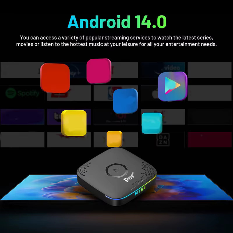 CLIBABIQBOX Smart Home Theater TV Box 2026 PK T1 mit Android 14, 8GB RAM, 128GB Speicher, Rockchip RK3518, WiFi6, Bluetooth 5.0 und Google Assistant, Schwarz - Bild 2